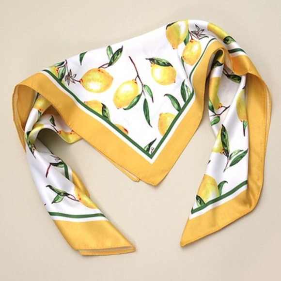 Vintage Style Lemons Silky Feel Bandana Scarf - Picture 7 of 8